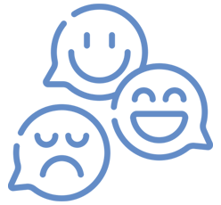 Icon Unterstützung blaue umrandete Smileys