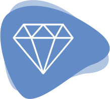 Ein Weißes Diamant Icon auf blauem Hintergrund