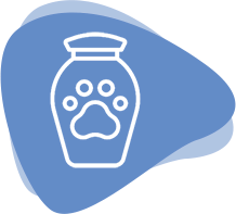 Weißes Urnen Icon auf blauem Hintergrund